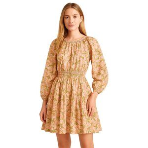 J. Crew Floral 3/4 Sleeve Mini Dress Smocked-waist Liberty® Butterfield Poppy